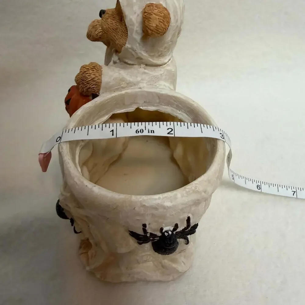 Halloween Teddy Bear Vintage Ceramic Candle Holder Pumpkin Spiders Ghost Costume